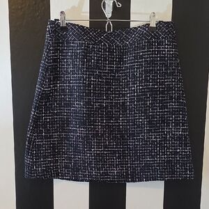 J. Crew Navy and White Textured A-Line Skirt
